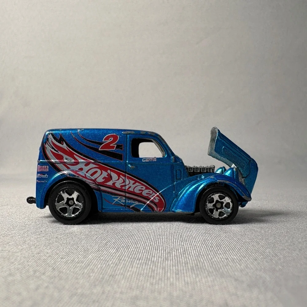 Hot Wheels Anglia Racing Van Metallic Blue Diecast Car 1999 Mattel Opening Hood